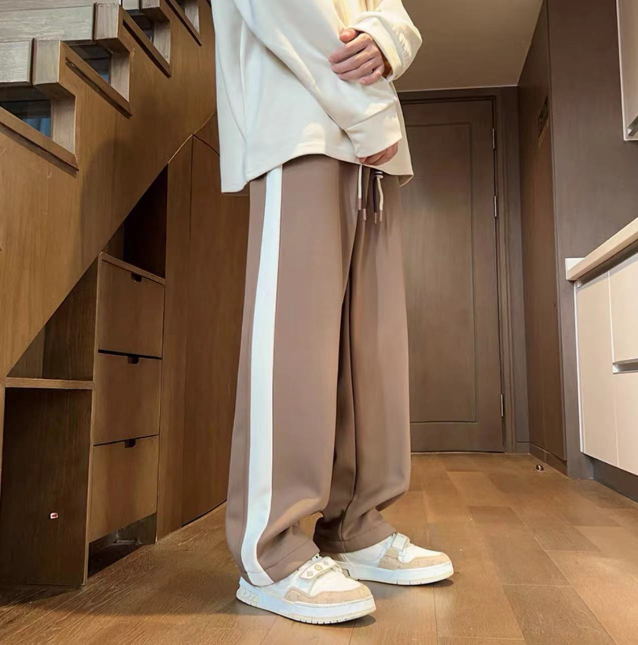 Pants men's spring and autumn 2025 new high street sports sweatpants drape loose straight wide-leg casual trousers