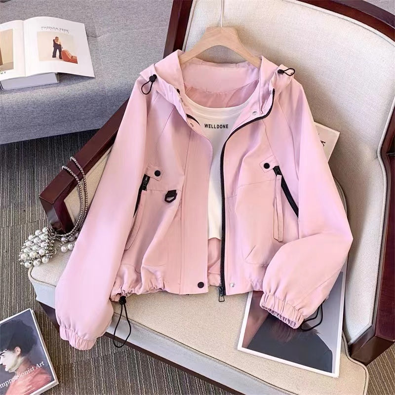 2025 hooded outdoor jacket for women spring and autumn new loose casual short jacket