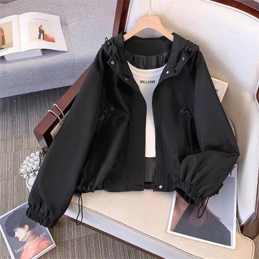 2025 hooded outdoor jacket for women spring and autumn new loose casual short jacket