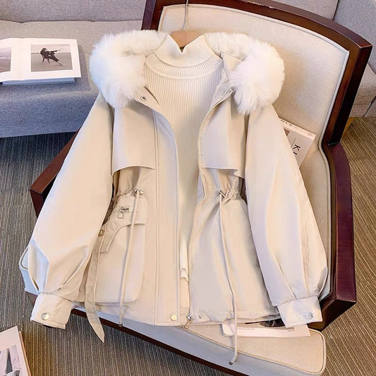 Winter plus velvet cotton coat 2025 new style waist slimming women's thcotton coat jaick cket