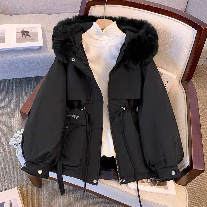 Winter plus velvet cotton coat 2025 new style waist slimming women's thcotton coat jaick cket