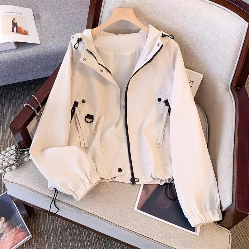 2025 hooded outdoor jacket for women spring and autumn new loose casual short jacket